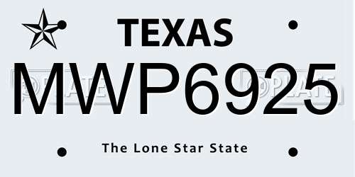 MWP6925 Texas License Plate