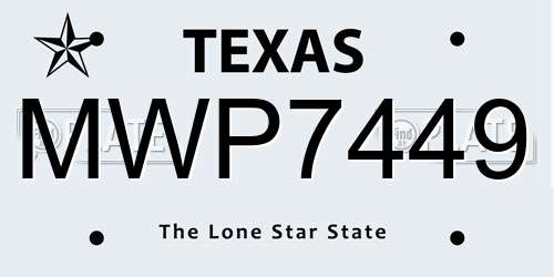 MWP7449 Texas License Plate