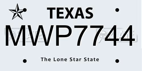 MWP7744 Texas License Plate