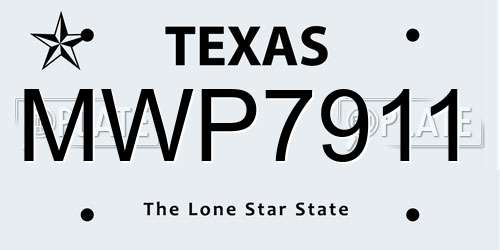 MWP7911 Texas License Plate