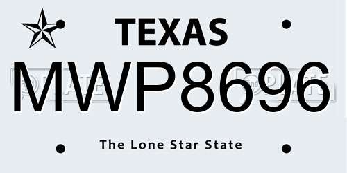 MWP8696 Texas License Plate
