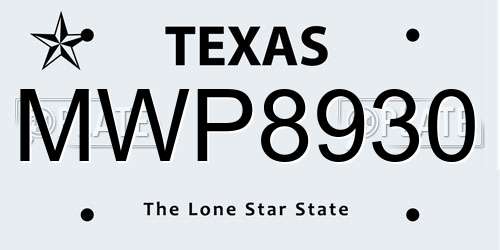 MWP8930 Texas License Plate
