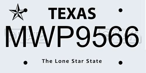 MWP9566 Texas License Plate