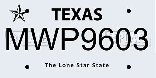 MWP9603 Texas License Plate