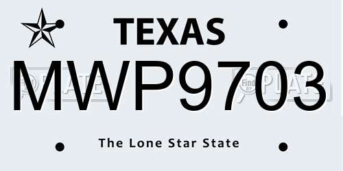 MWP9703 Texas License Plate