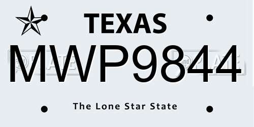 MWP9844 Texas License Plate
