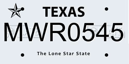 MWR0545 Texas License Plate