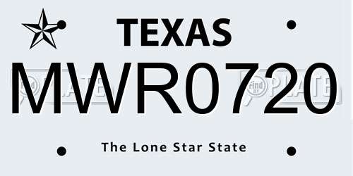 MWR0720 Texas License Plate