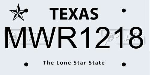 MWR1218 Texas License Plate