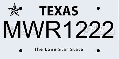 MWR1222 Texas License Plate