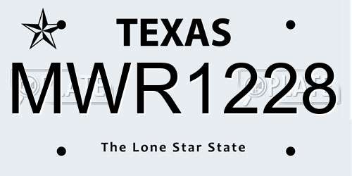 MWR1228 Texas License Plate