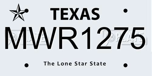 MWR1275 Texas License Plate