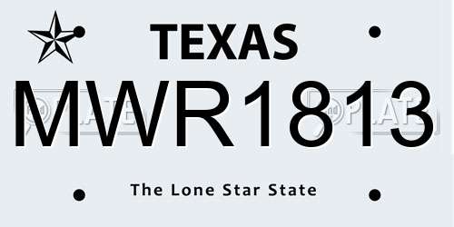MWR1813 Texas License Plate