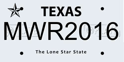 MWR2016 Texas License Plate