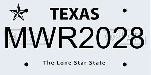 MWR2028 Texas License Plate