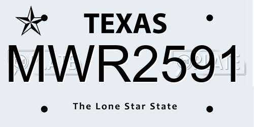 MWR2591 Texas License Plate