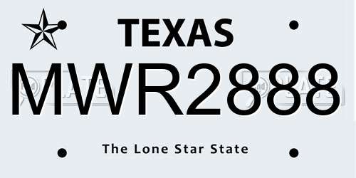 MWR2888 Texas License Plate