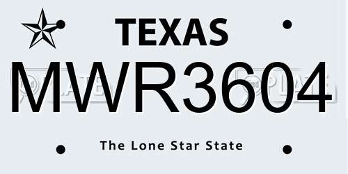 MWR3604 Texas License Plate