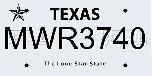 MWR3740 Texas License Plate