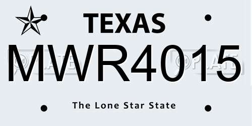 MWR4015 Texas License Plate