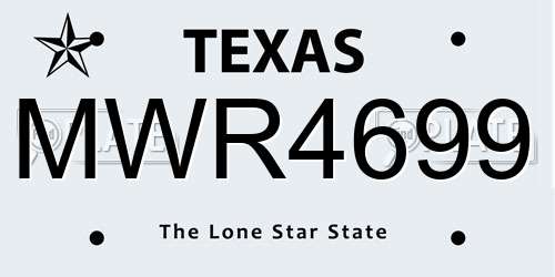 MWR4699 Texas License Plate