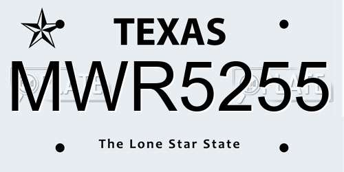 MWR5255 Texas License Plate