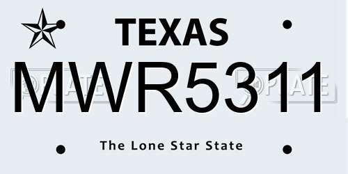 MWR5311 Texas License Plate