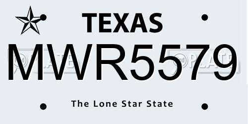 MWR5579 Texas License Plate