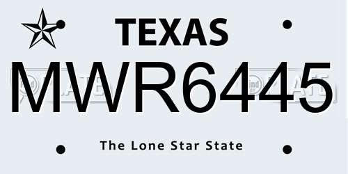 MWR6445 Texas License Plate