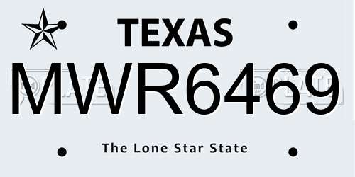 MWR6469 Texas License Plate