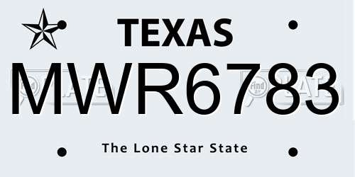 MWR6783 Texas License Plate