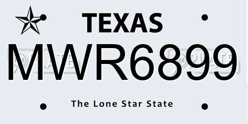 MWR6899 Texas License Plate