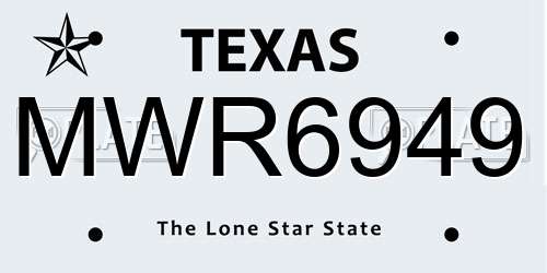 MWR6949 Texas License Plate