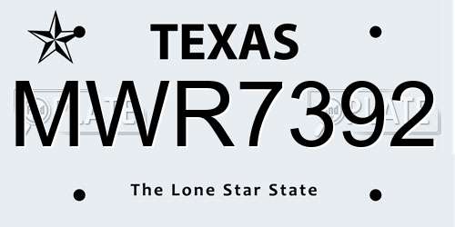 MWR7392 Texas License Plate
