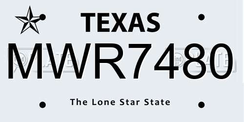 MWR7480 Texas License Plate
