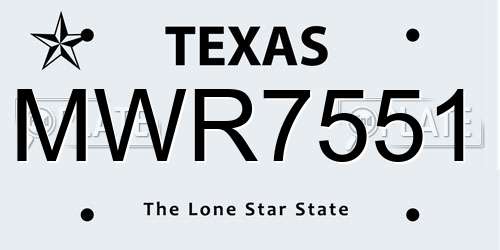 MWR7551 Texas License Plate