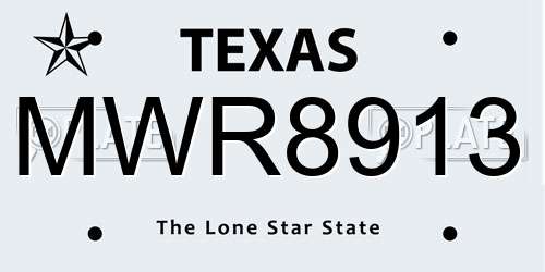 MWR8913 Texas License Plate