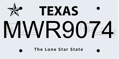 MWR9074 Texas License Plate