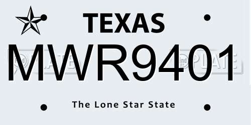 MWR9401 Texas License Plate