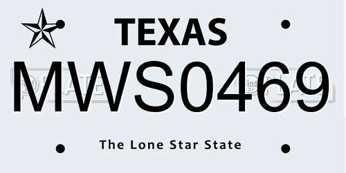 MWS0469 Texas License Plate