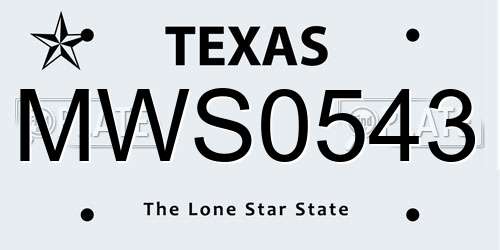 MWS0543 Texas License Plate
