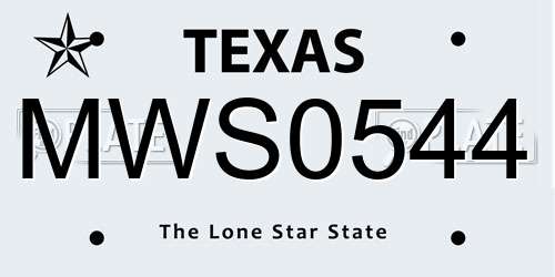 MWS0544 Texas License Plate
