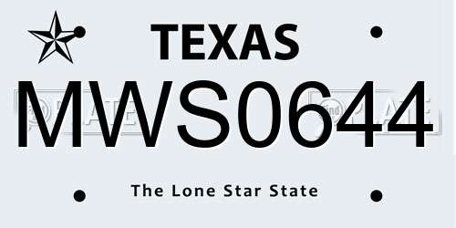 MWS0644 Texas License Plate