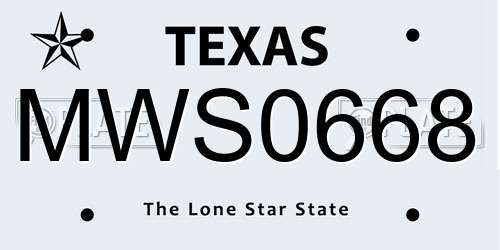 MWS0668 Texas License Plate