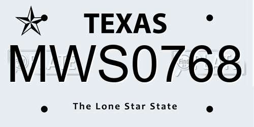 MWS0768 Texas License Plate
