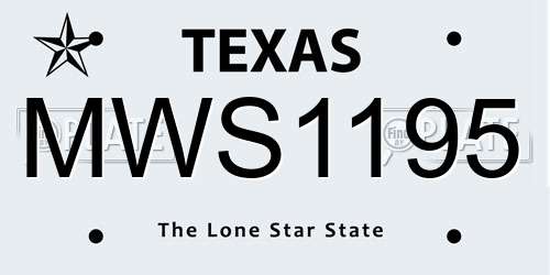 MWS1195 Texas License Plate