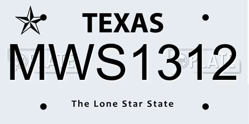 MWS1312 Texas License Plate