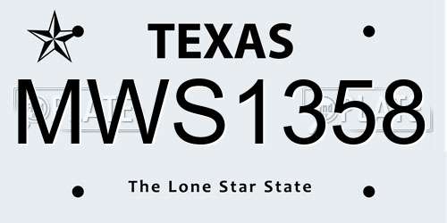 MWS1358 Texas License Plate