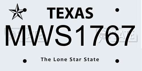 MWS1767 Texas License Plate