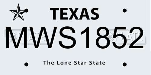 MWS1852 Texas License Plate